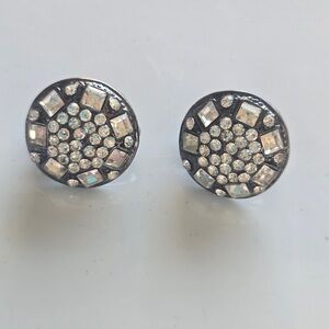Elegant Vintage Rhinestone Clip-On Earrings | Silver Tone Statement Glam